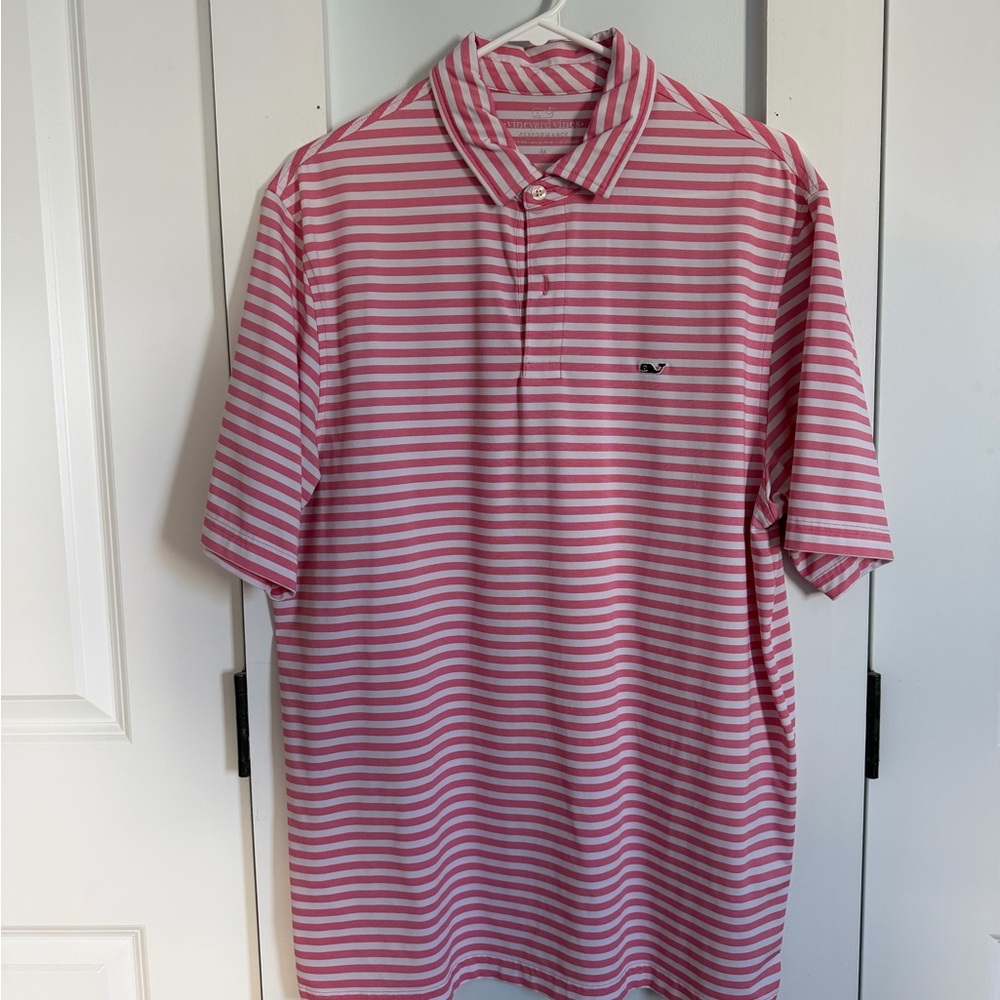 Vineyard Vines Pink and White Striped Polo